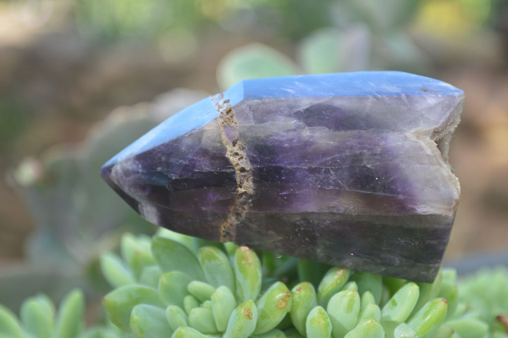 Polished Deep Purple Chevron Amethyst Points  x 4 From Zambia - Toprock Gemstones and Minerals 