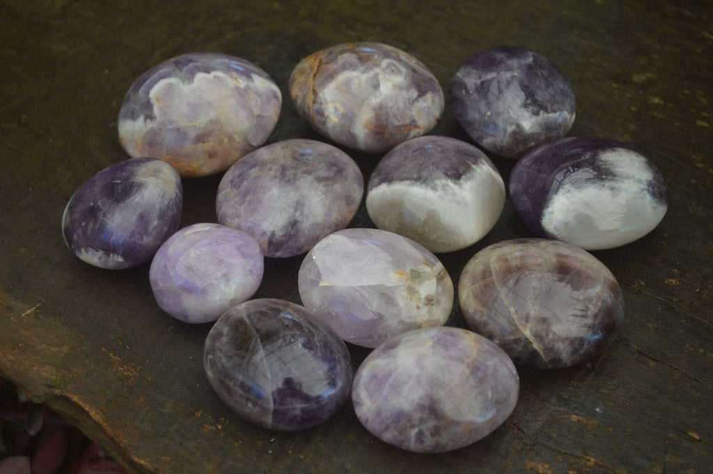 Polished Amethyst Galet / Palm Stones x 12 From Madagascar - Toprock Gemstones and Minerals 