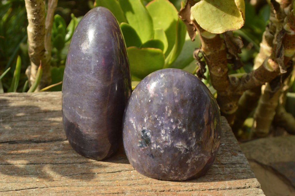 Polished Purple Lepidolite With Pink Tourmaline Standing Free Forms x 2 From Madagascar - TopRock