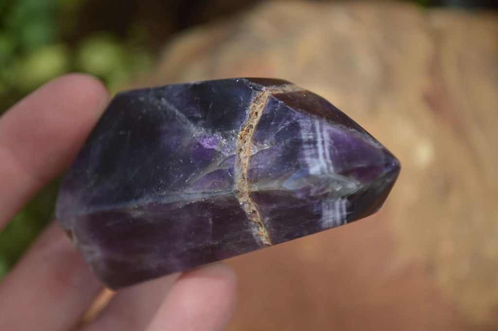 Polished Deep Purple Chevron Amethyst Points  x 4 From Zambia - Toprock Gemstones and Minerals 