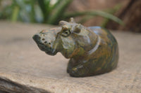 Polished Green Verdite Hippo Carvings  x 3 From Zimbabwe - Toprock Gemstones and Minerals 