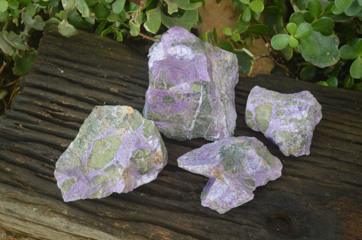 Natural Rough Stichtite & Serpentine Specimens x 4 From Barberton, South Africa - Toprock Gemstones and Minerals 