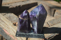 Polished Deep Purple Chevron Amethyst Points  x 4 From Zambia - Toprock Gemstones and Minerals 