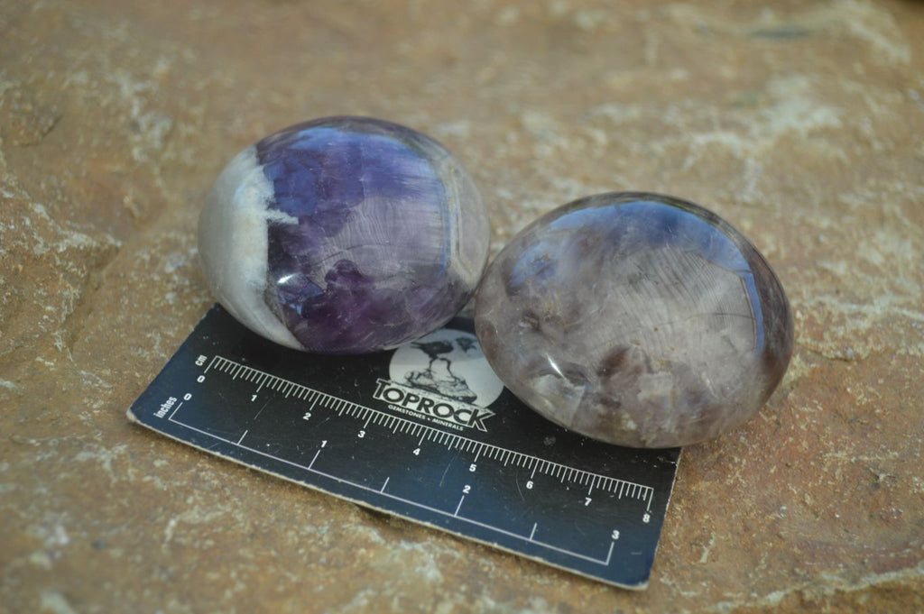 Polished Amethyst Galet / Palm Stones x 12 From Madagascar - Toprock Gemstones and Minerals 