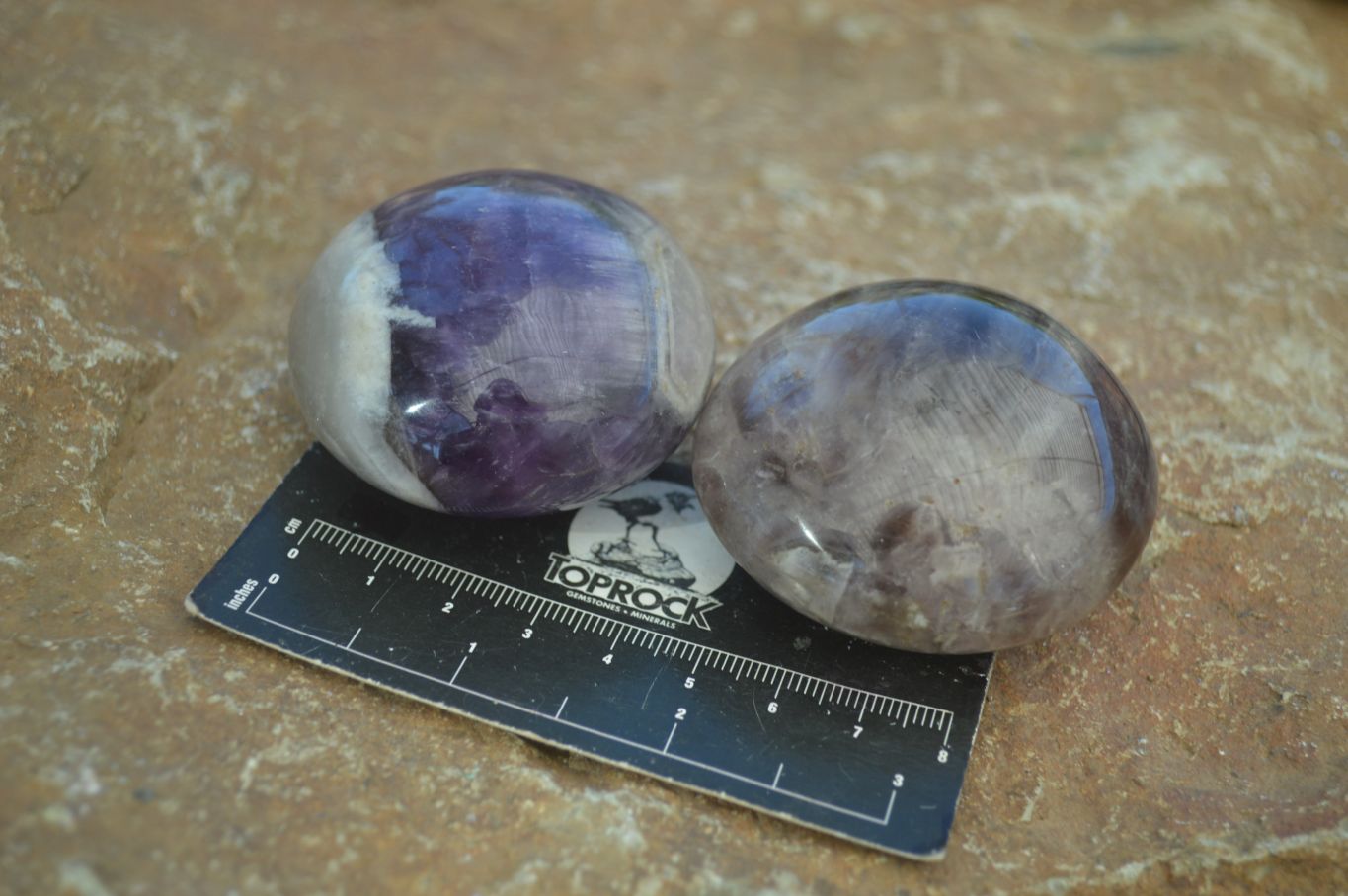 Polished Amethyst Galet / Palm Stones x 12 From Madagascar - Toprock Gemstones and Minerals 