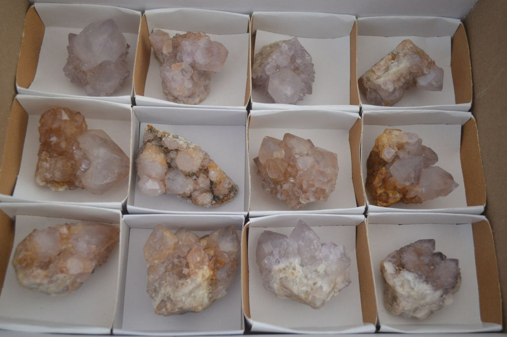 Natural Small Spirit Ametrine Quartz Clusters  x 12 From Boekenhouthoek, South Africa - Toprock Gemstones and Minerals 