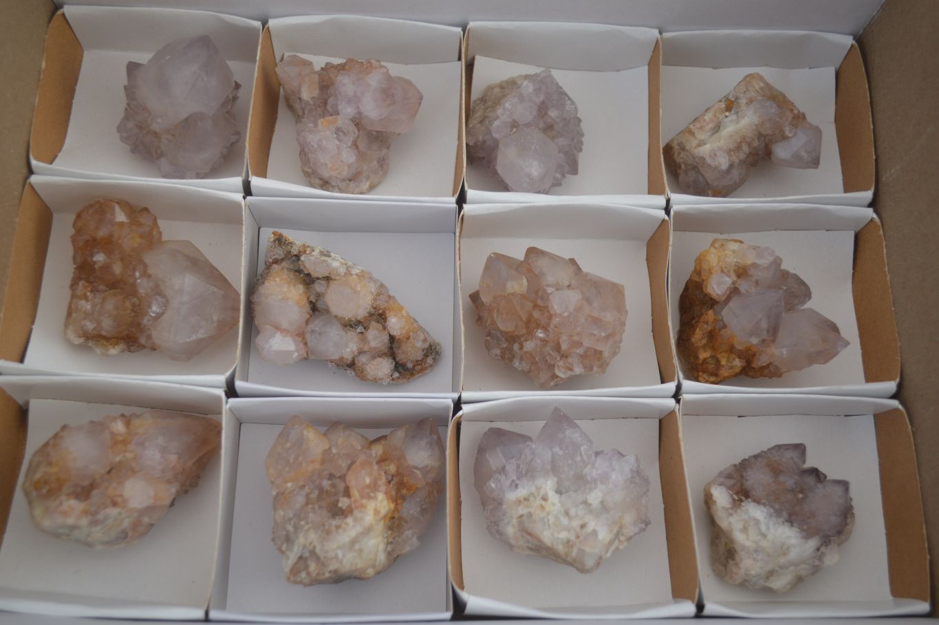Natural Small Spirit Ametrine Quartz Clusters  x 12 From Boekenhouthoek, South Africa - Toprock Gemstones and Minerals 