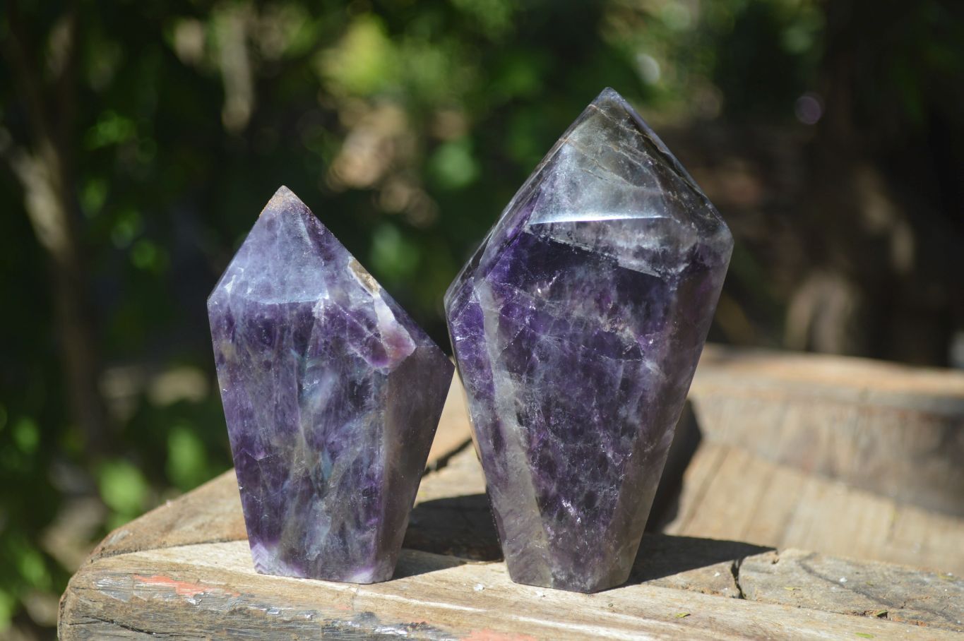 Polished Deep Purple Chevron Amethyst Points  x 4 From Zambia - Toprock Gemstones and Minerals 