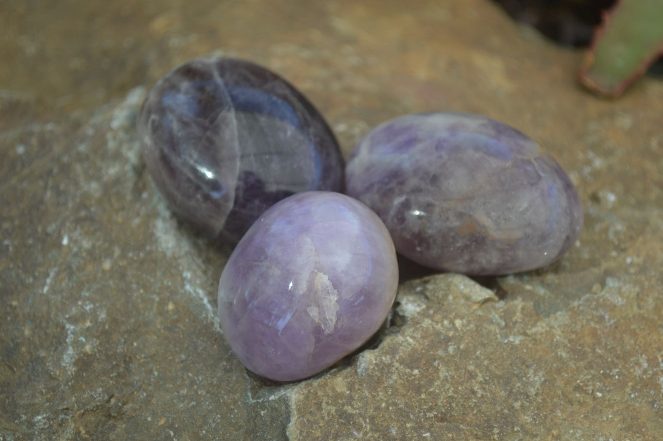 Polished Amethyst Galet / Palm Stones x 12 From Madagascar - Toprock Gemstones and Minerals 