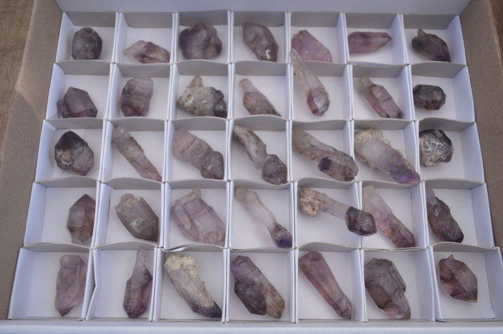 Natural Smokey Amethyst Quartz Crystals  x 35 From Chiredzi, Zimbabwe - Toprock Gemstones and Minerals 