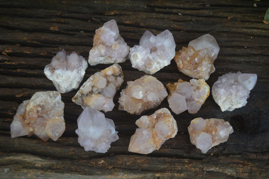 Natural Small Spirit Ametrine Quartz Clusters  x 12 From Boekenhouthoek, South Africa - Toprock Gemstones and Minerals 