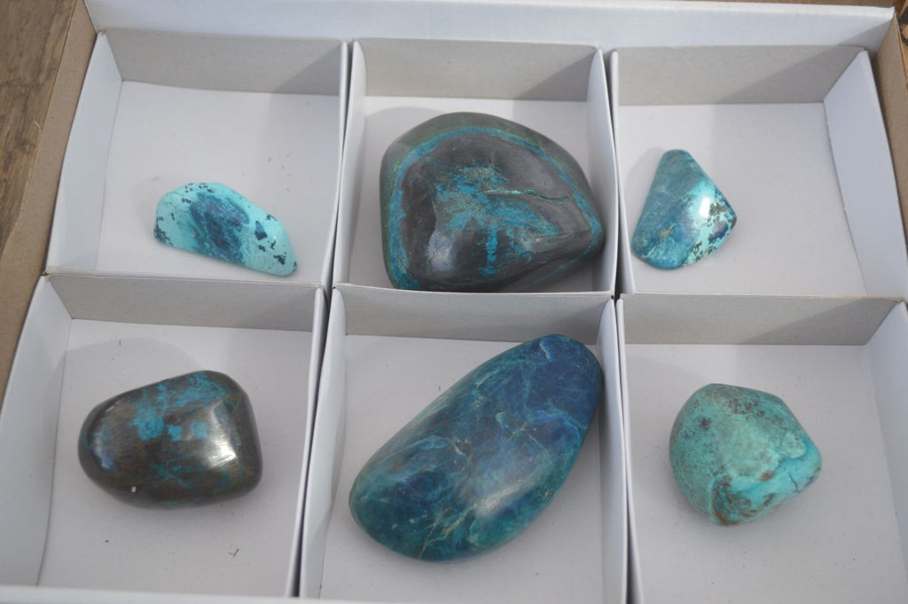 Polished Blue Shattuckite Free Forms  x 6 From Kaokoveld, Namibia - Toprock Gemstones and Minerals 