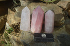 Polished Gemmy Rose Quartz Points x 3 From Madagascar - Toprock Gemstones and Minerals 