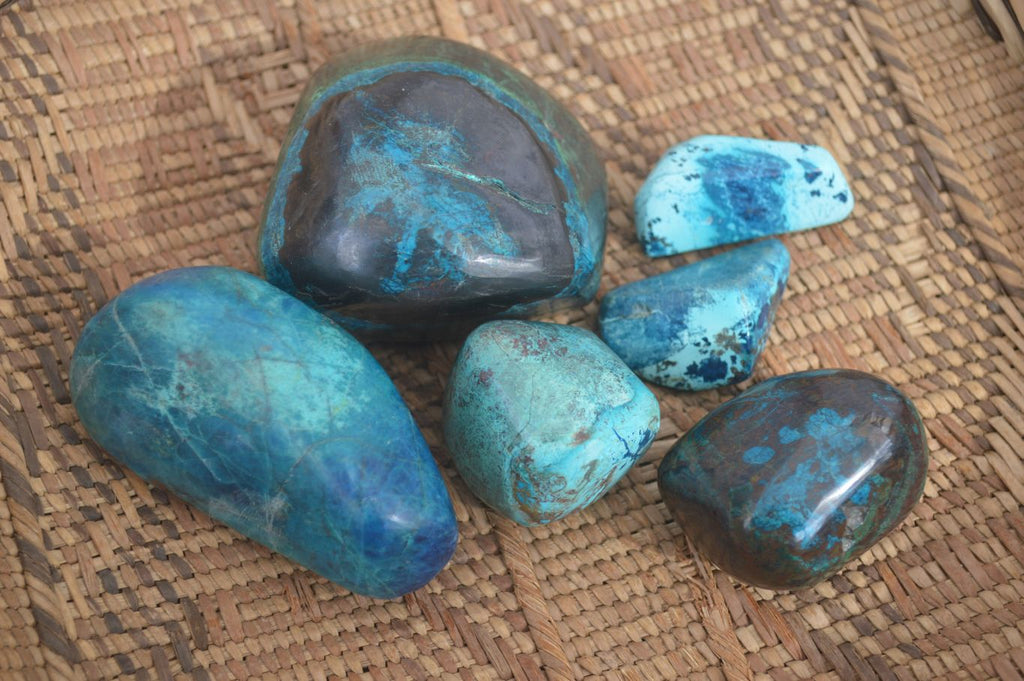 Polished Blue Shattuckite Free Forms  x 6 From Kaokoveld, Namibia - Toprock Gemstones and Minerals 