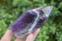 Polished Gemmy Chevron Amethyst Points  x 2 From Zambia - Toprock Gemstones and Minerals 