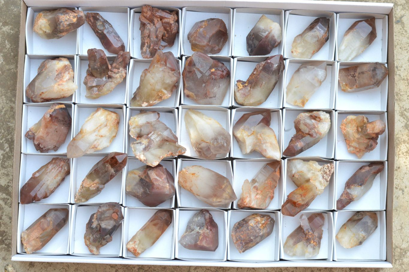 Natural Single Red Hematoid Phantom Quartz Crystals  x 35 From Karoi, Zimbabwe - TopRock