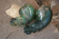 Polished Green Verdite Hippo Carvings  x 3 From Zimbabwe - Toprock Gemstones and Minerals 