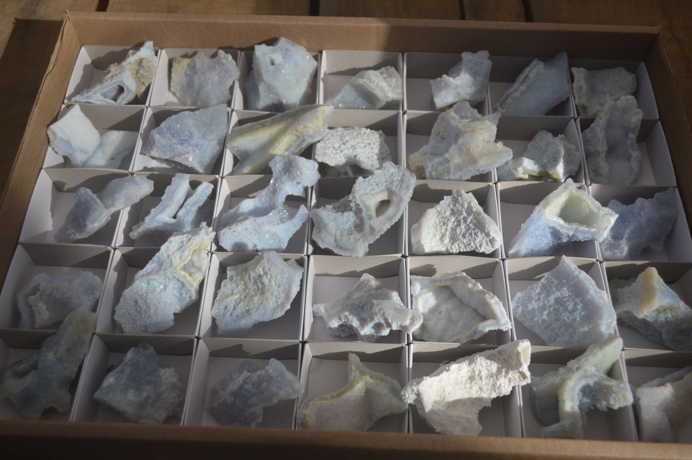 Natural Etched Blue Chalcedony Specimens x 35 From Nsanje, Malawi - Toprock Gemstones and Minerals 