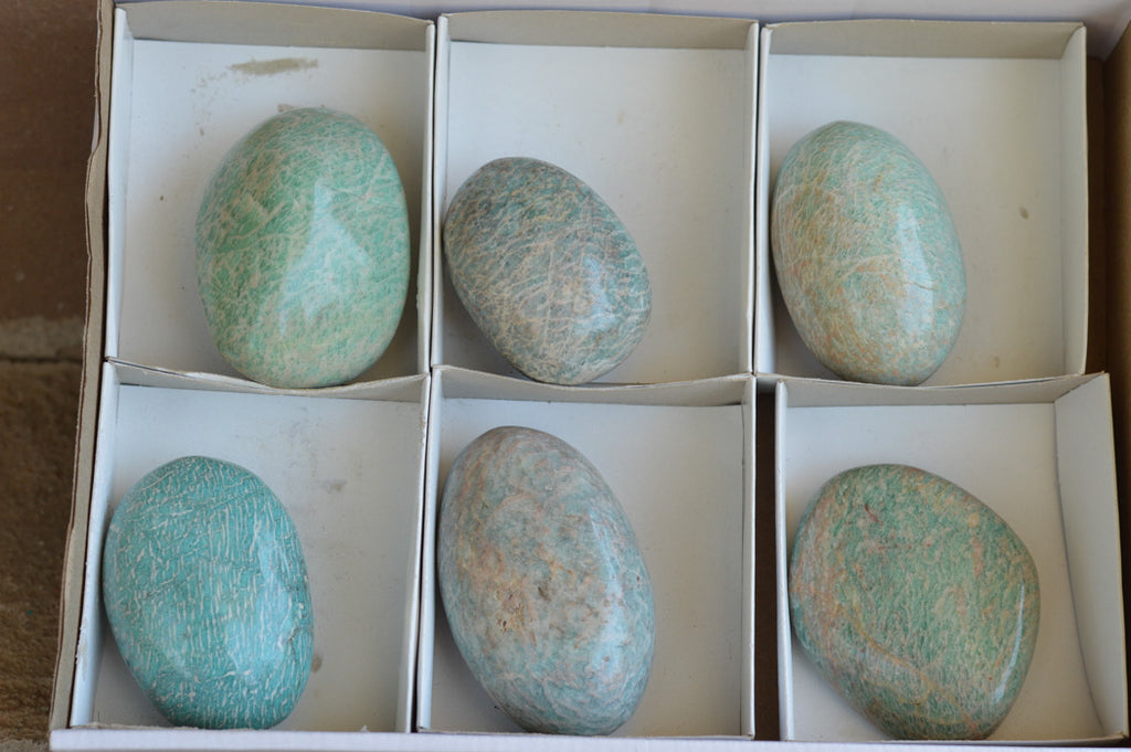 Polished Blue Kobi Amazonite Gallets  x 6 From Zimbabwe - TopRock