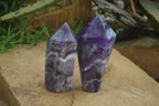 Polished Chevron Amethyst Points  x 2 From Zambia - Toprock Gemstones and Minerals 