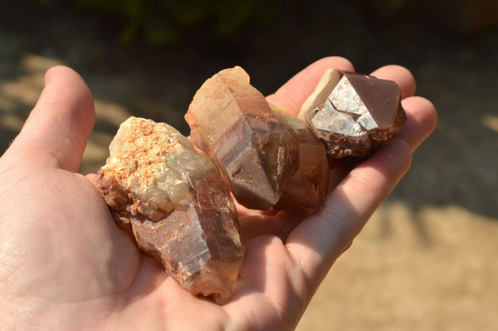 Natural Single Red Hematoid Phantom Quartz Crystals  x 35 From Karoi, Zimbabwe - TopRock
