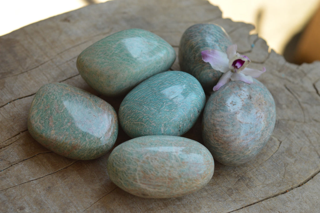 Polished Blue Kobi Amazonite Gallets  x 6 From Zimbabwe - TopRock