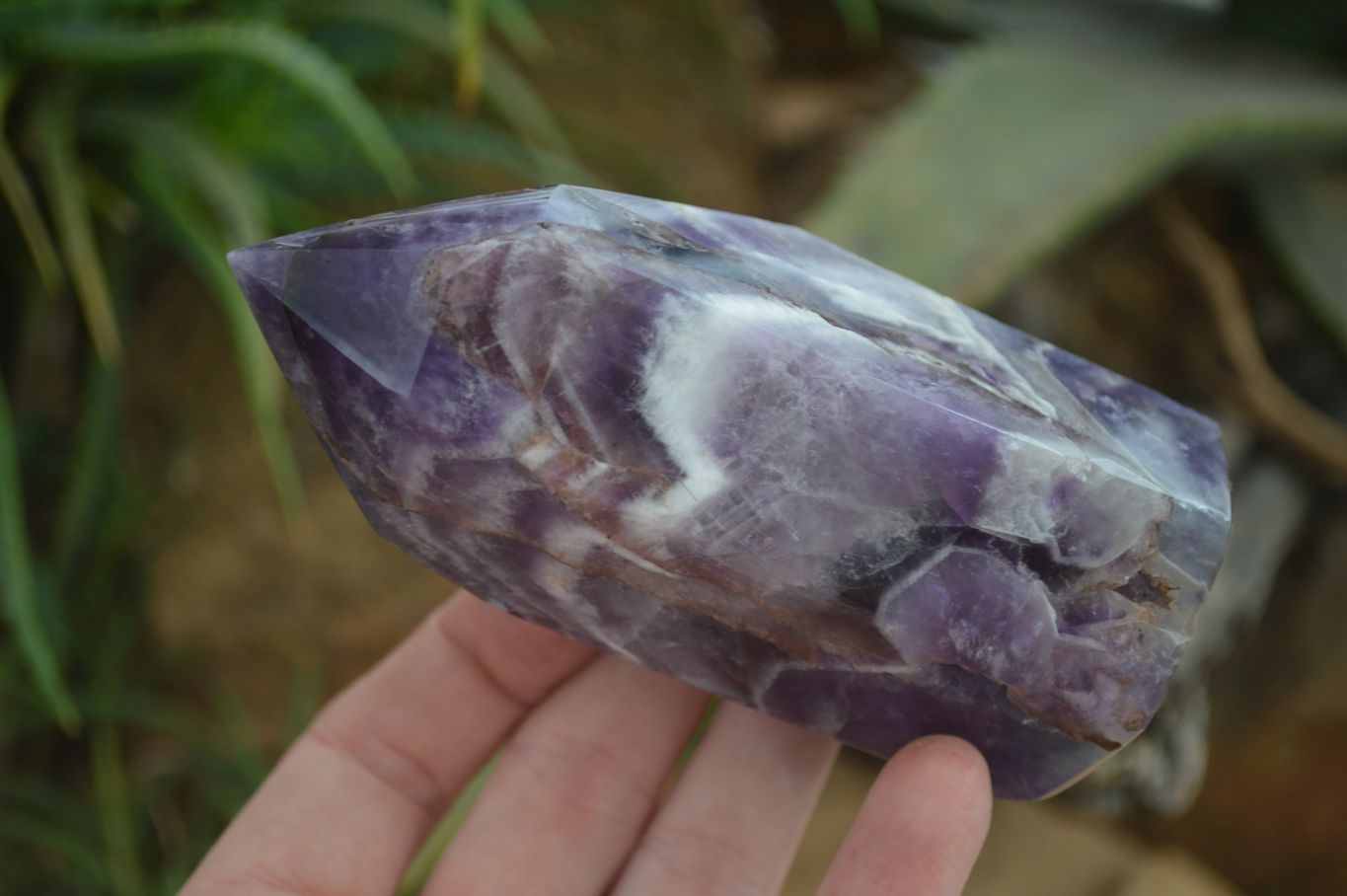 Polished Chevron Amethyst Points  x 2 From Zambia - Toprock Gemstones and Minerals 