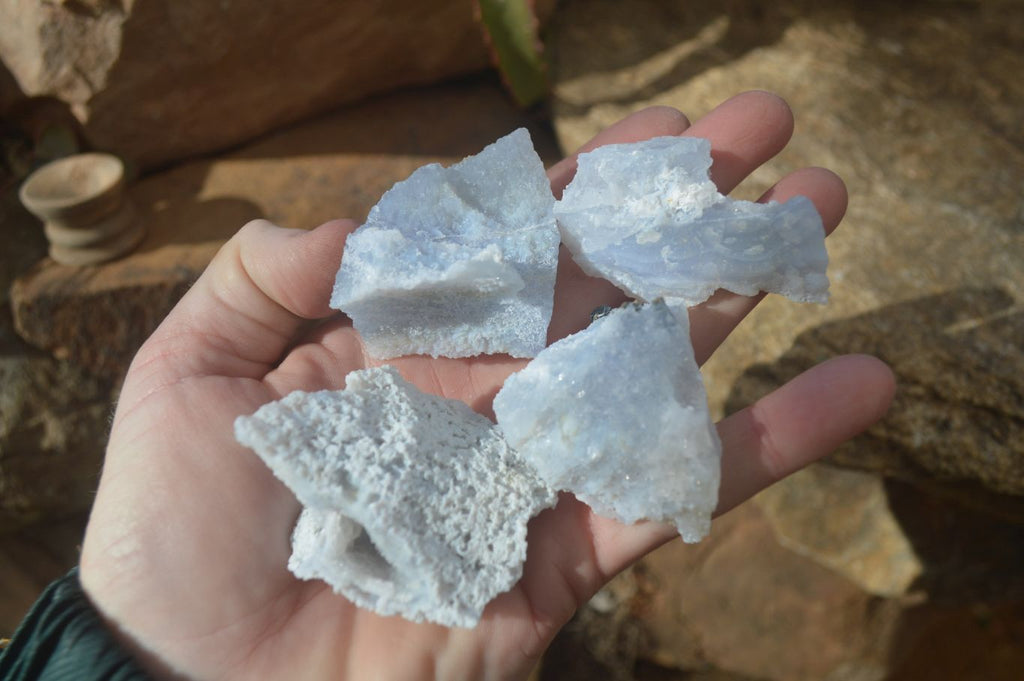 Natural Etched Blue Chalcedony Specimens x 35 From Nsanje, Malawi - Toprock Gemstones and Minerals 