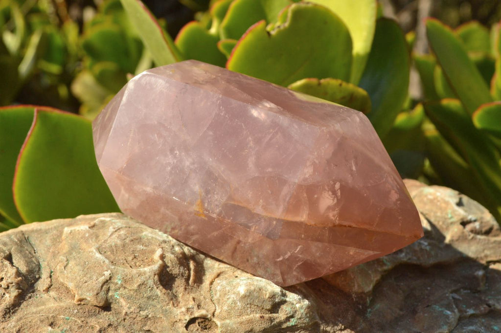 Polished Double Terminated Gemmy Pink Rose Quartz Points x 3 From Ambatondrazaka, Madagascar - TopRock