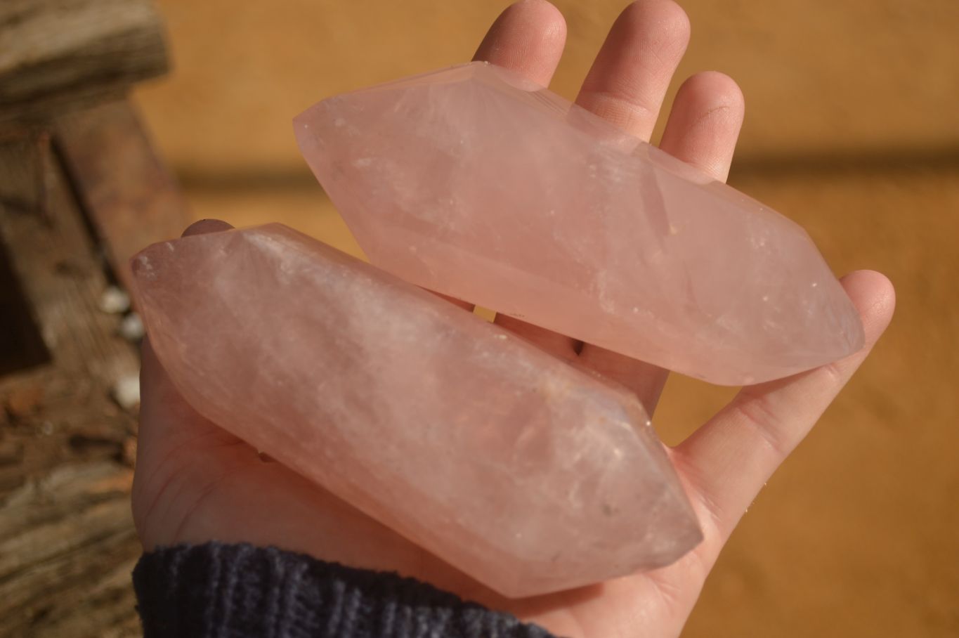 Polished Gemmy Double Terminated Rose Quartz Points x 4 From Ambatondrazaka, Madagascar - Toprock Gemstones and Minerals 