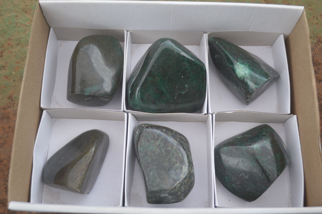 Polished Fluorescent Ruby Corundum In Chrome Verdite Free Forms x 6 From Zimbabwe - TopRock