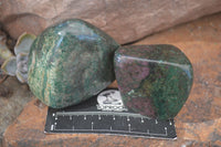 Polished Fluorescent Ruby Corundum In Chrome Verdite Free Forms x 4 From Zimbabwe - Toprock Gemstones and Minerals 