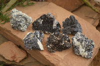 Natural Schorl Black Tourmaline Specimens x 6 From Erongo, Namibia - Toprock Gemstones and Minerals 
