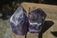 Polished Gemmy Chevron Amethyst Points  x 2 From Zambia - Toprock Gemstones and Minerals 