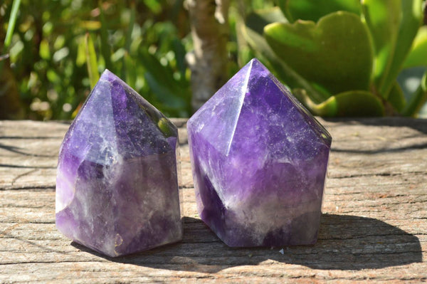 Polished Short Chevron Amethyst Points x 6 From Zambia - TopRock