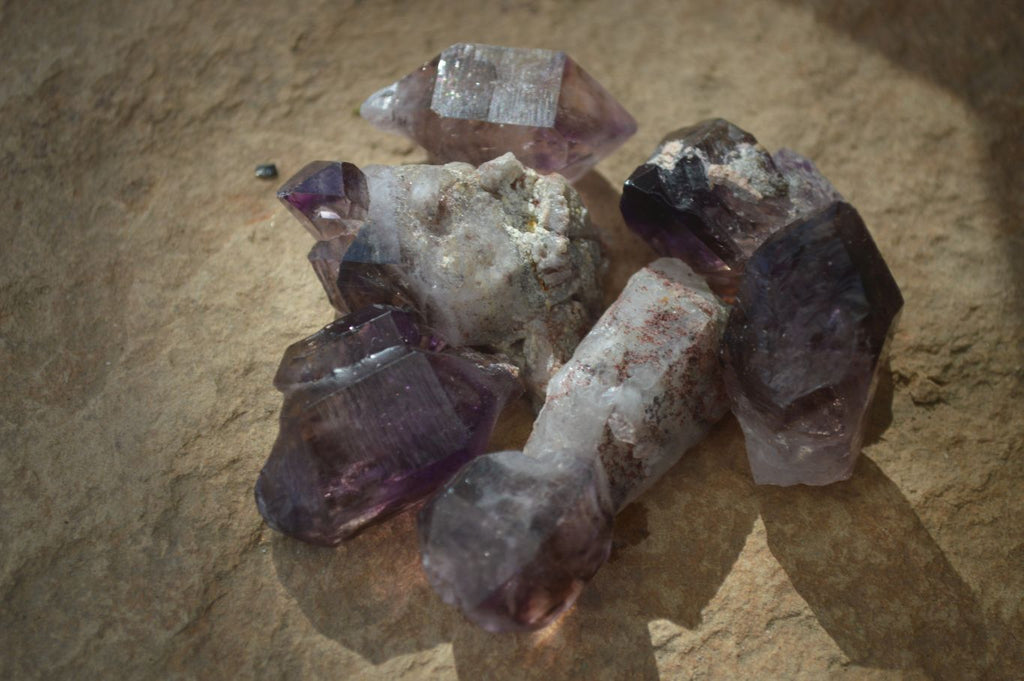 Natural Smokey Amethyst Quartz Crystals  x 35 From Chiredzi, Zimbabwe - Toprock Gemstones and Minerals 