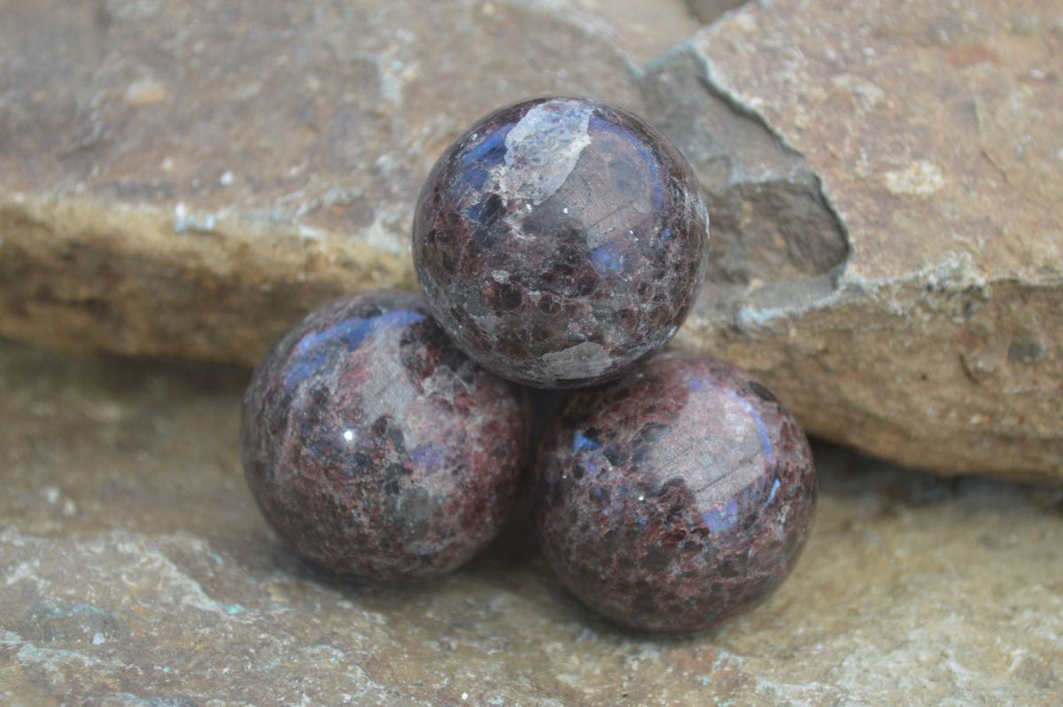 Polished Red Pyrope Garnet Matrix Spheres  x 6 From Madagascar - Toprock Gemstones and Minerals 