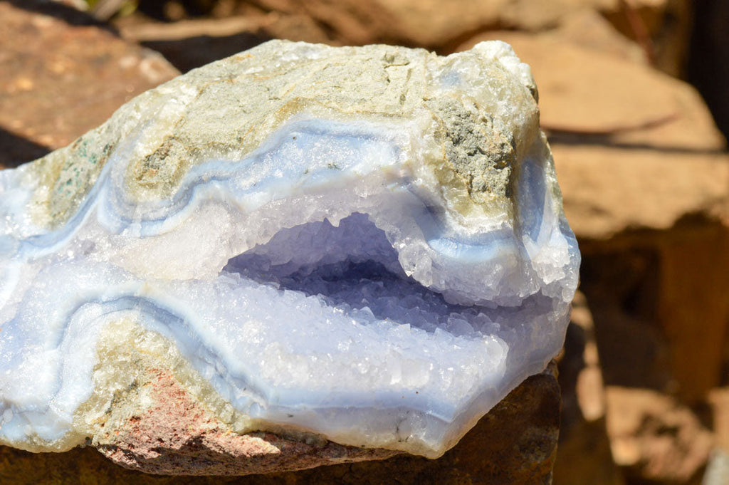 Natural Blue Lace Agate Geode Specimens  x 2 From Nsanje, Malawi - TopRock