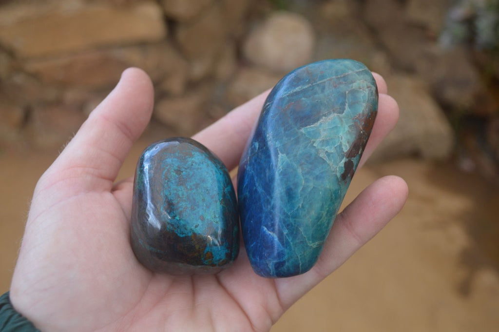Polished Blue Shattuckite Free Forms  x 6 From Kaokoveld, Namibia - Toprock Gemstones and Minerals 