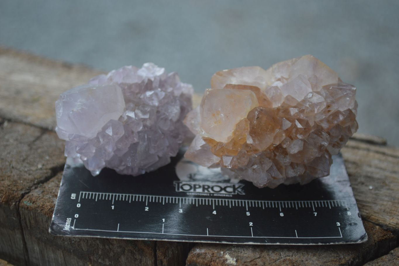 Natural Small Spirit Ametrine Quartz Clusters  x 12 From Boekenhouthoek, South Africa - Toprock Gemstones and Minerals 