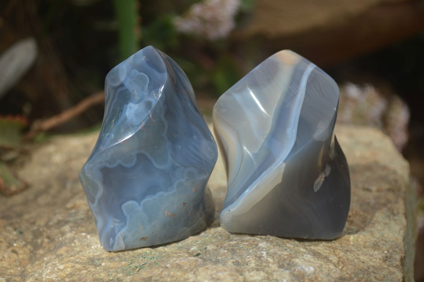 Polished Banded Agate Flames  x 6 From West Coast, Madagascar - Toprock Gemstones and Minerals 