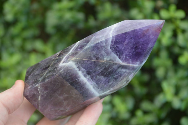 Polished Dark Chevron Amethyst Points  x 2 From Zambia - Toprock Gemstones and Minerals 
