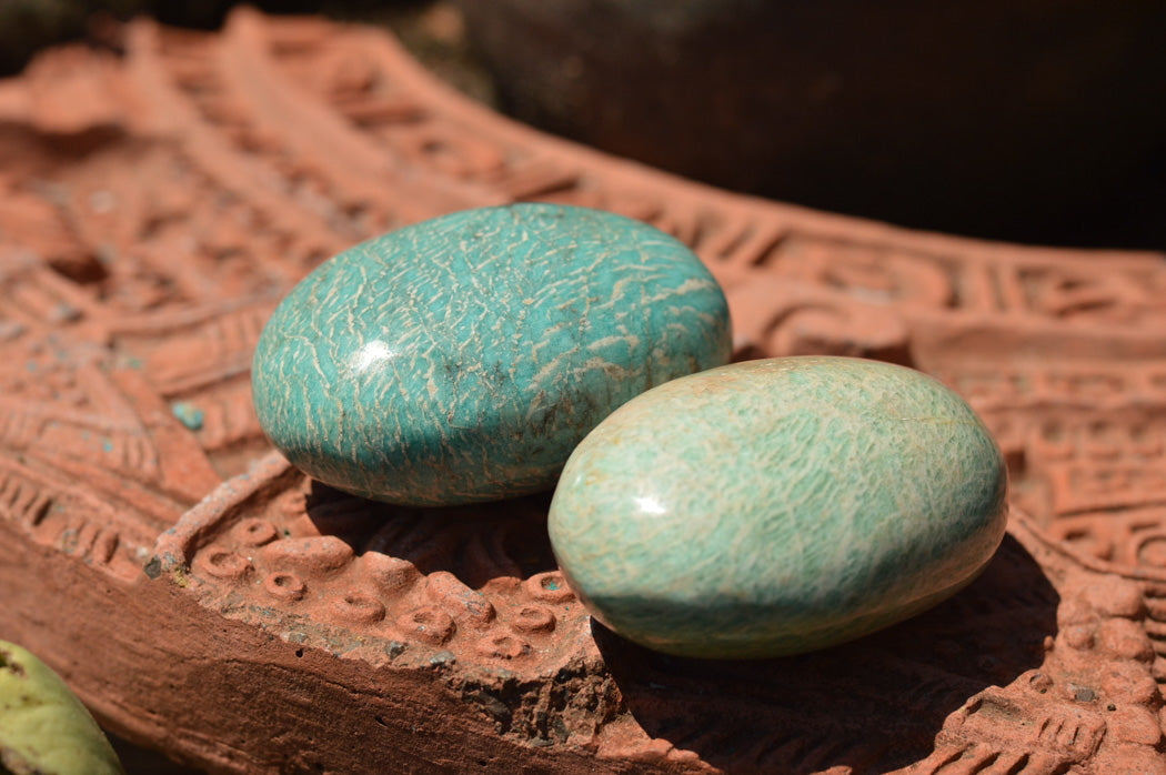 Polished Blue Kobi Amazonite Gallets  x 6 From Zimbabwe - TopRock