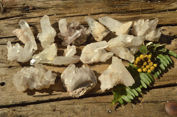 Natural Small Semi Optic Quartz Cluster Specimens x 35 From Madagascar - TopRock