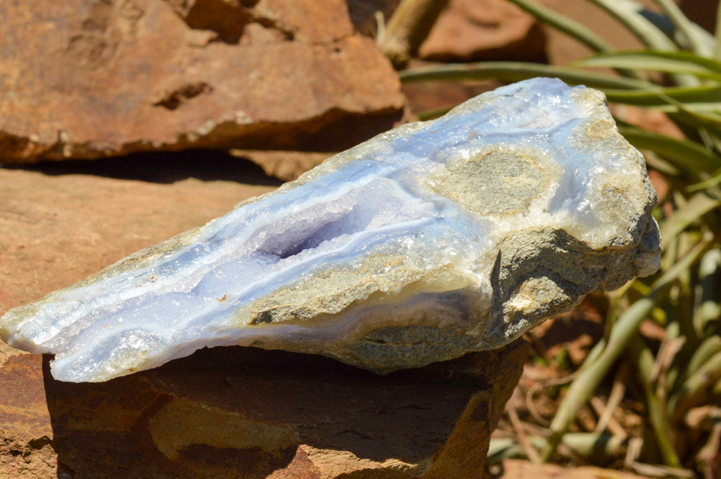 Natural Blue Lace Agate Geode Specimens  x 2 From Nsanje, Malawi - TopRock