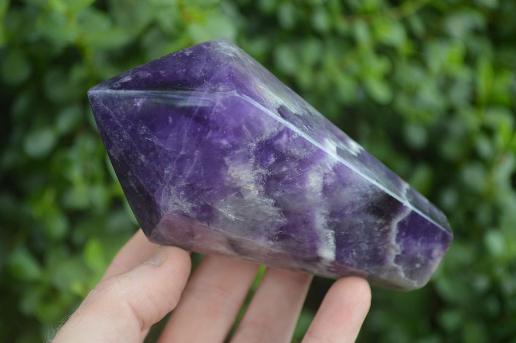 Polished Chevron Amethyst Points  x 2 From Zambia - Toprock Gemstones and Minerals 