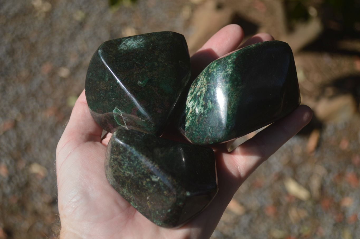 Polished Fluorescent Ruby Corundum In Chrome Verdite Free Forms x 6 From Zimbabwe - Toprock Gemstones and Minerals 