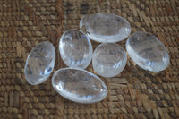 Polished Clear Bright Rock Crystal Galet / Palm Stones x 70 From Madagascar - Toprock Gemstones and Minerals 