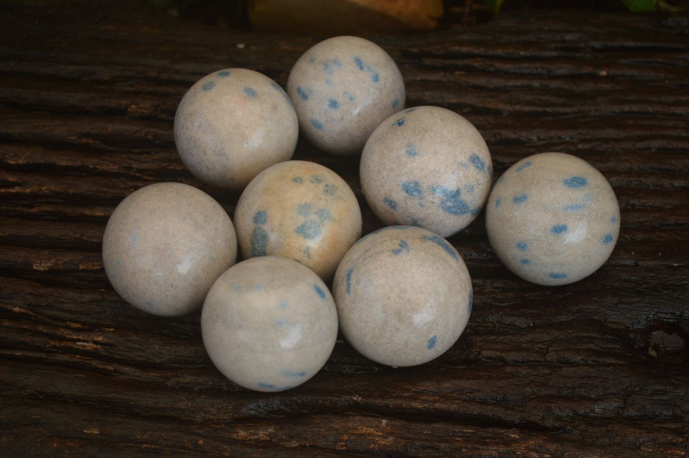 Polished Blue Spotted Spinel Quartz Spheres x 8 From Madagascar - Toprock Gemstones and Minerals 