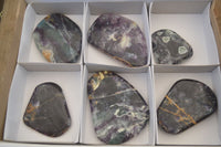Polished Semi Translucent Watermelon Fluorite Free Forms  x 6 From Uis, Namibia - Toprock Gemstones and Minerals 
